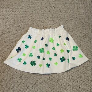 QUEEN OF SPARKLES White Skirt with Green and Blue Clovers